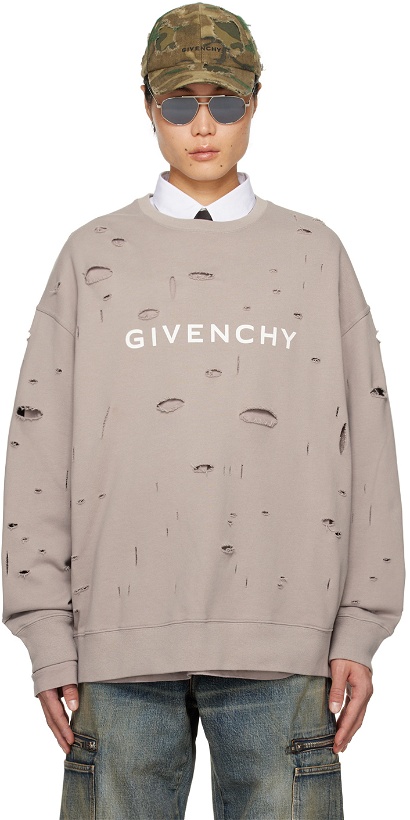 Photo: Givenchy Taupe Cutout Sweatshirt
