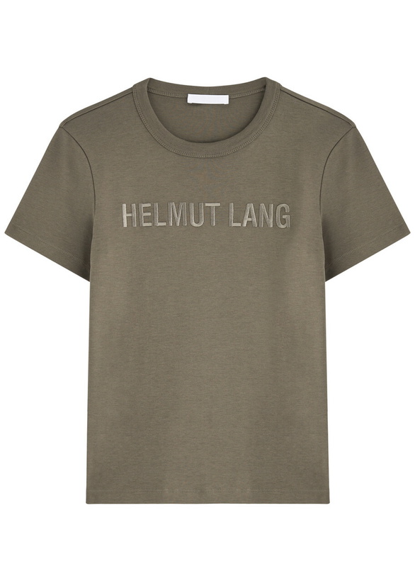 Photo: Helmut Lang Logo-embroidered Cotton T-shirt Olive