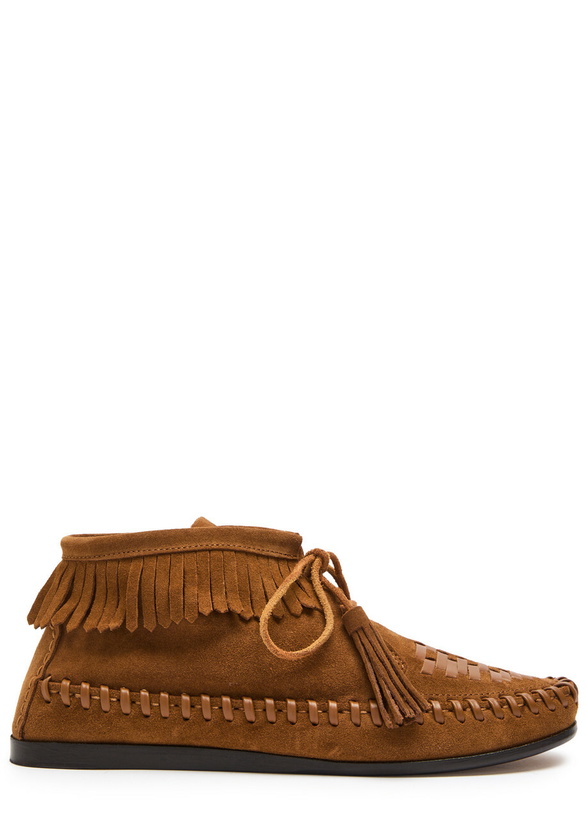 Photo: Isabel Marant étoile Felsa Fringed Suede Loafers Tan