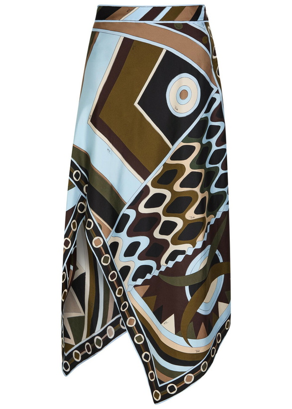 Photo: Pucci Asymmetric Printed Silk Midi Skirt Multicoloured