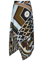 Pucci Asymmetric Printed Silk Midi Skirt Multicoloured