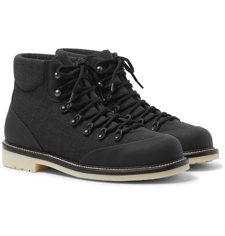 Photo: Loro Piana - Laax Active Storm System Leather-Trimmed Wool-Blend Hiking Boots - Gray