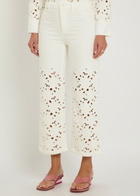 Alice + Olivia Chic Cutwork Embroidered Wide-leg Jeans White