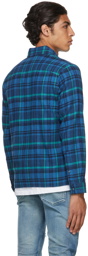 John Elliott Blue Plaid Sly Straight-Hem Shirt