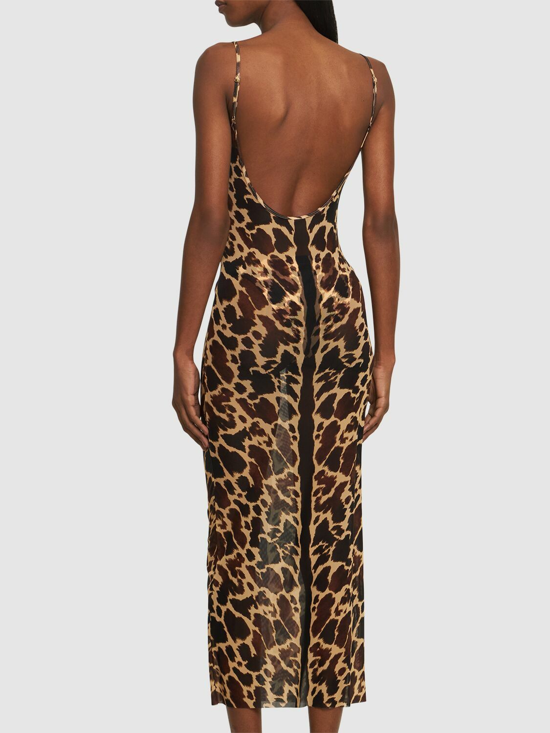 WEWOREWHAT Animal Print Scoop Neck Maxi Dress
