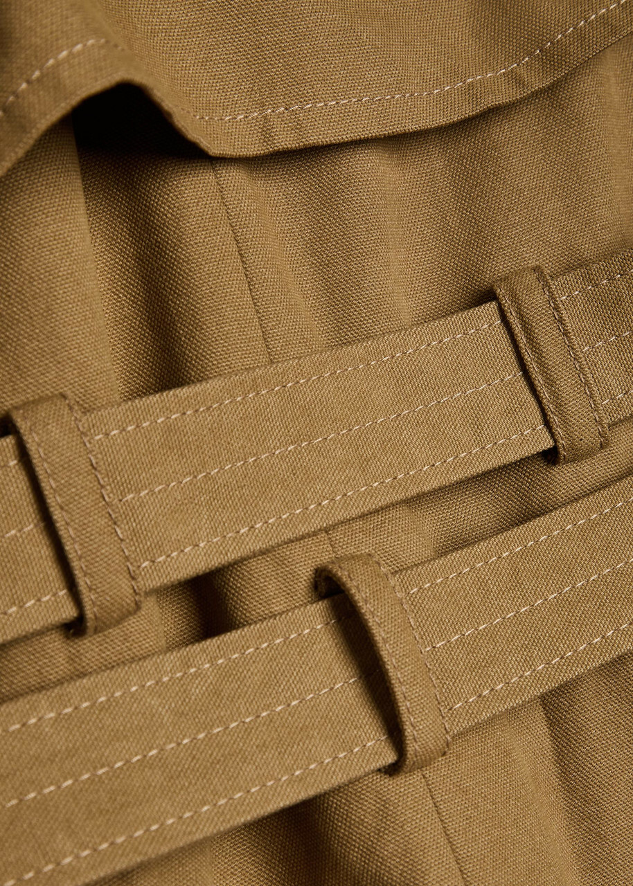 Ganni Belted Canvas Trench Jacket Light Brown