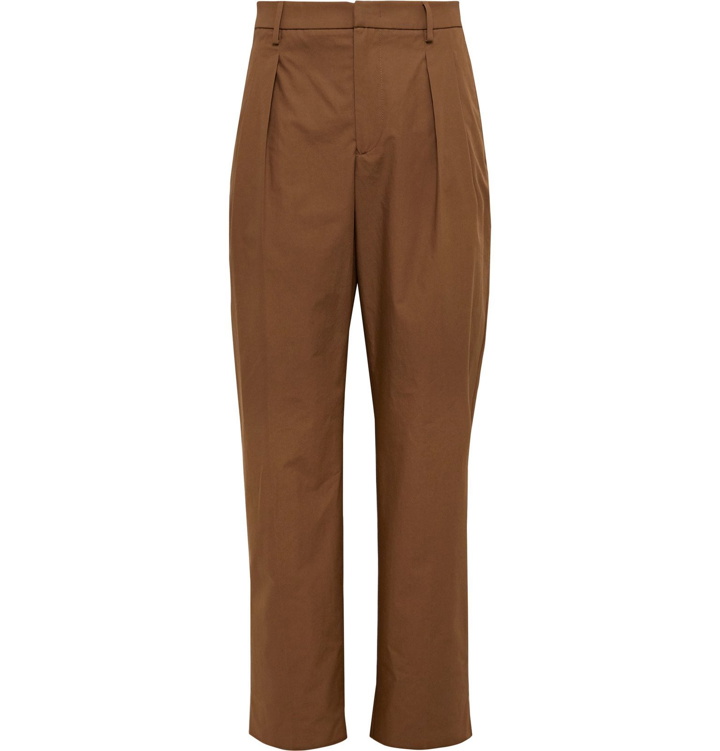 Photo: Valentino - Brown Pleated Cotton Trousers - Brown