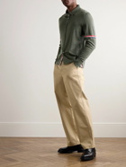 Thom Browne - Slim-Fit Button-Down Collar Grosgrain-Trimmed Virgin Wool Cardigan - Green