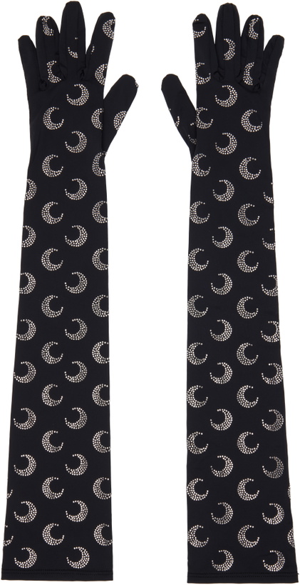 Photo: Marine Serre Black Recycled Moon Strass Jersey Long Gloves