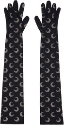 Marine Serre Black Recycled Moon Strass Jersey Long Gloves