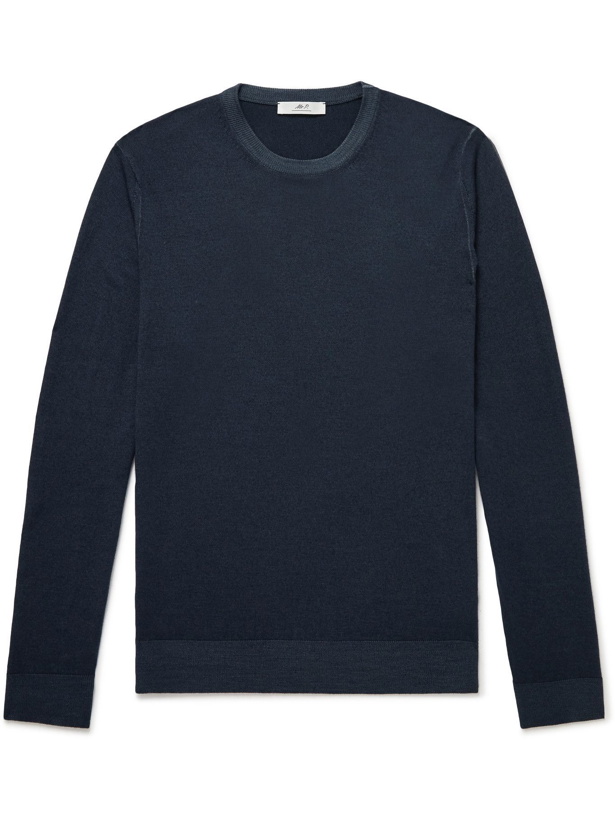 Photo: Mr P. - Garment-Dyed Merino Wool Sweater - Blue