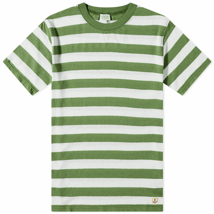 Photo: Armor-Lux Men's Wide Stripe T-Shirt in Ficus/Natural