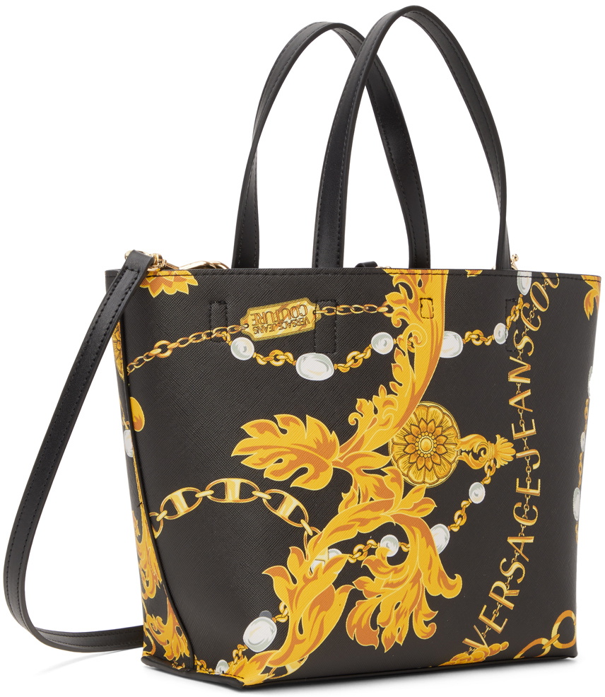 Versace Jeans Couture Reversible Black & Gold Printed Tote