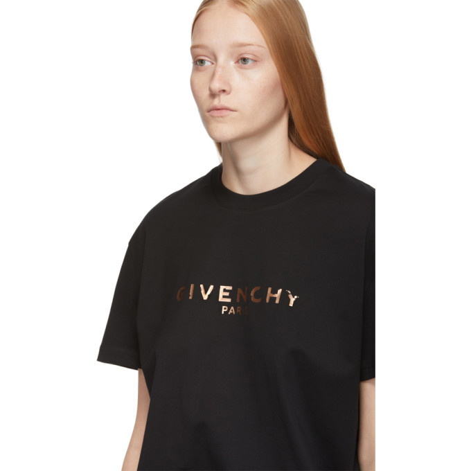Teoretisk Pinpoint Ekstrem Givenchy Black Rose Gold Print Logo T-Shirt Givenchy