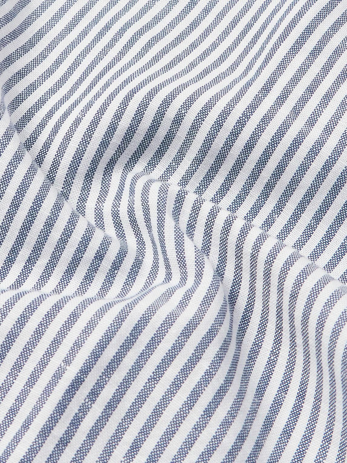 Richard James - Slim-Fit Button-Down Collar Striped Linen and Cotton-Blend Shirt - Blue