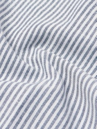 Richard James - Slim-Fit Button-Down Collar Striped Linen and Cotton-Blend Shirt - Blue