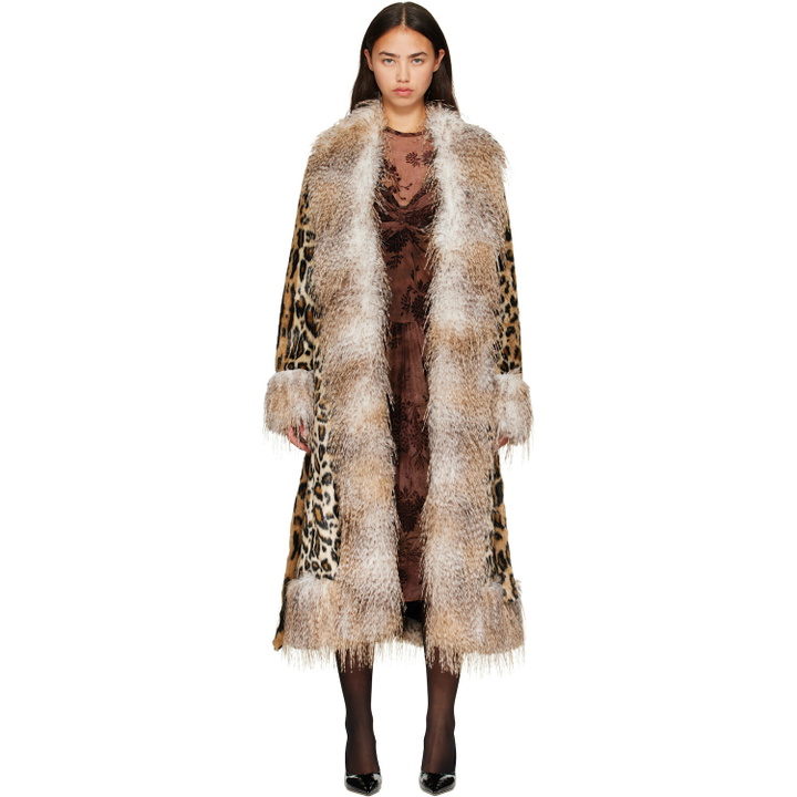 Photo: Anna Sui Beige & Brown Belted Faux-Fur Coat