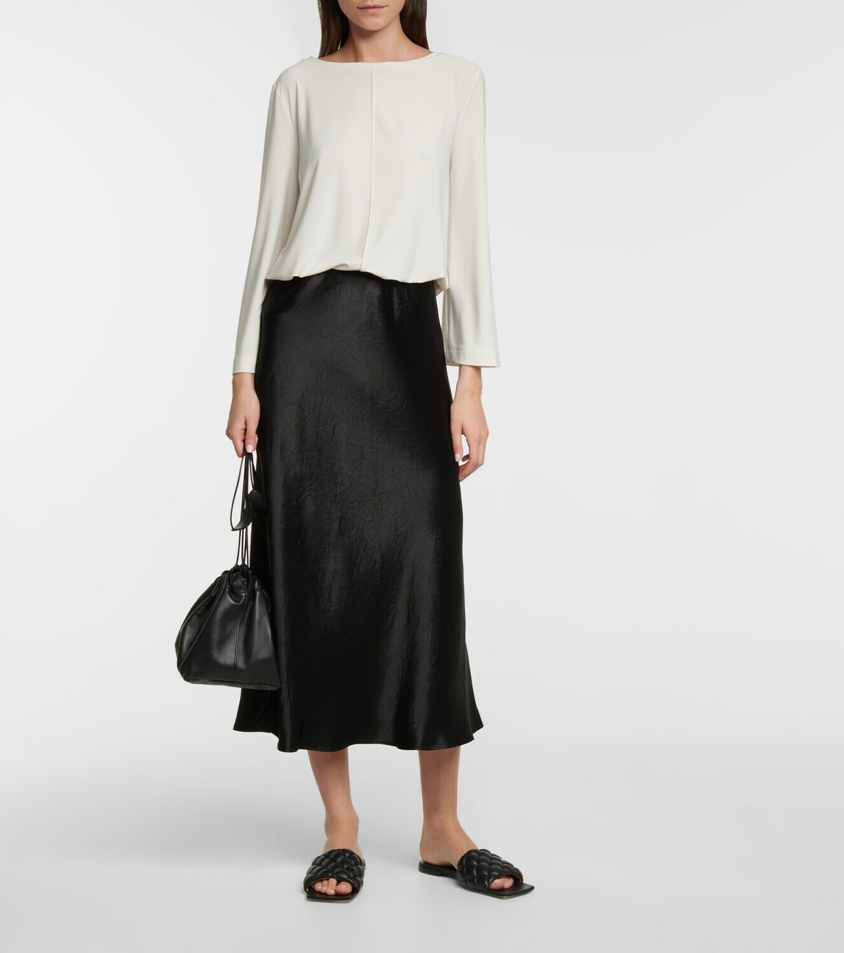 Vince satin midi top skirt black