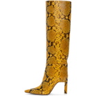 The Attico Yellow Python High Heel Tall Boots