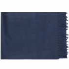 A.P.C. Men's Ambroise Embroidered Logo Scarf in Dark Navy
