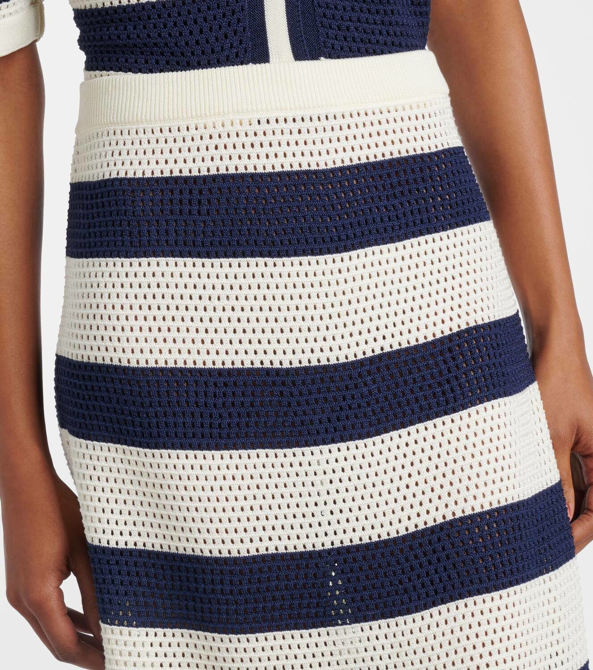 Eres Bateau striped knitted cotton-blend midi skirt