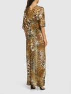 ROBERTO CAVALLI Printed Silk Chiffon Halter Maxi Dress