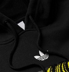 adidas Originals - Printed Fleece-Back Cotton-Blend Jersey Hoodie - Black