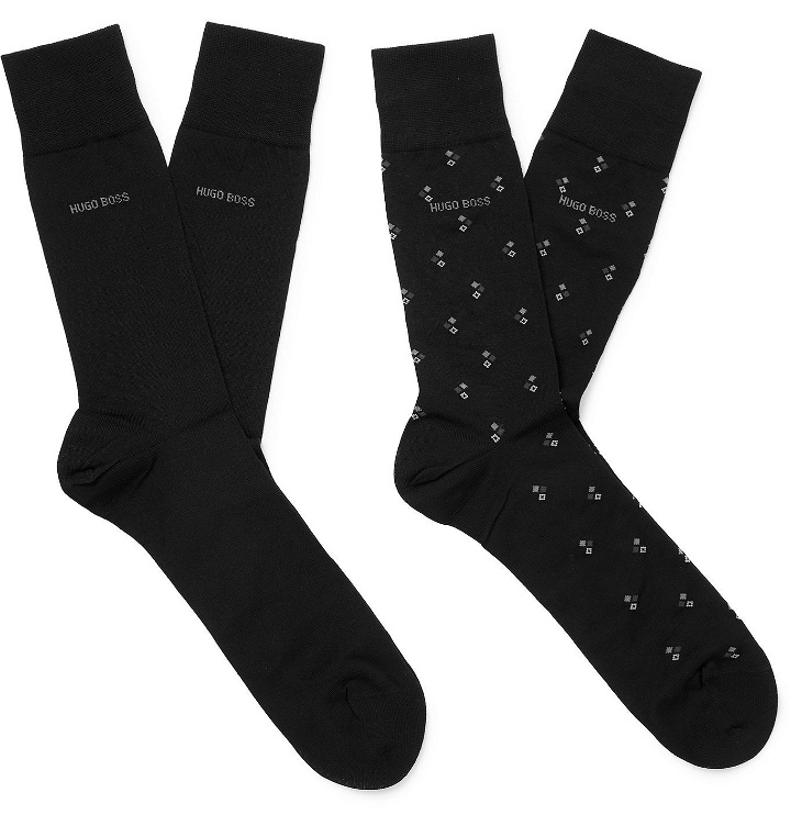 Photo: Hugo Boss - Two-Pack Stretch Cotton-Blend Socks - Black