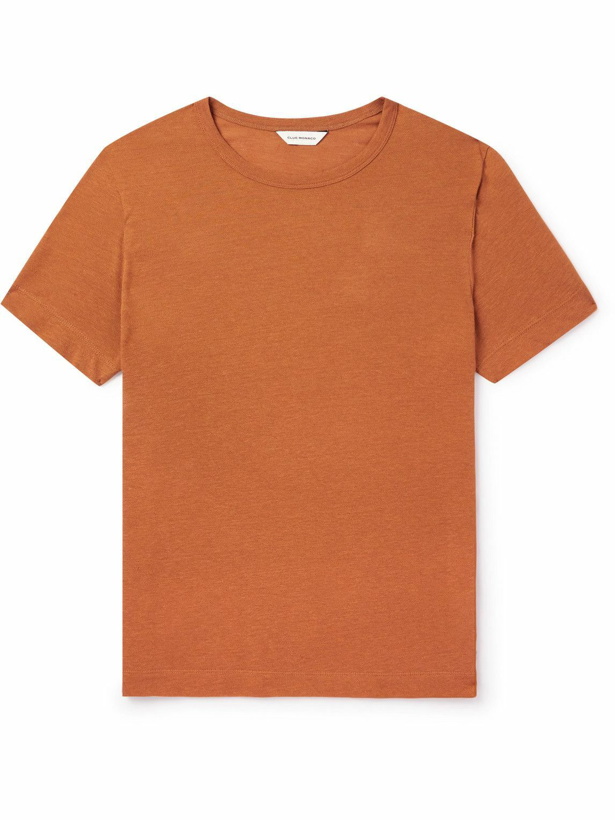 Photo: Club Monaco - Linen and Cotton-Blend Piqué T-Shirt - Orange