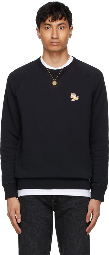 Photo: Maison Kitsuné Black Chillax Fox Patch Classic Sweatshirt