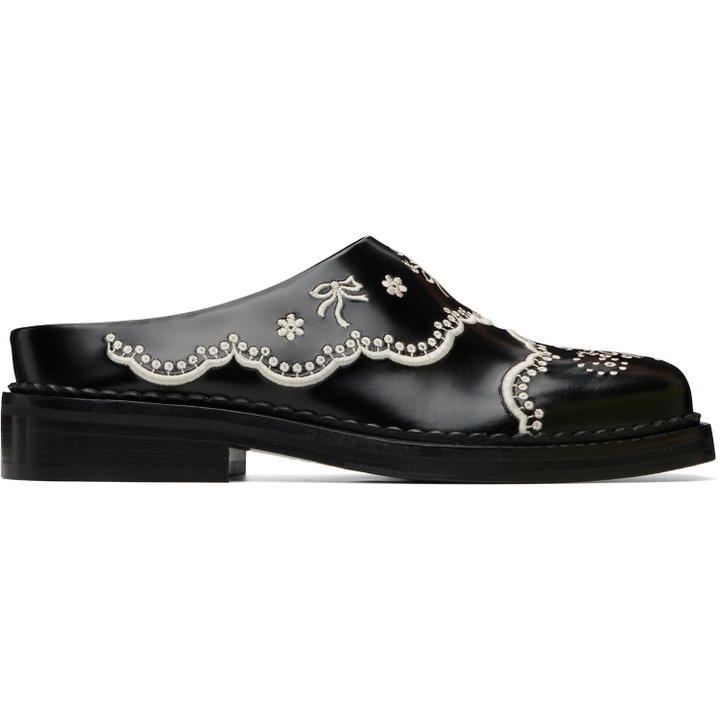 Photo: Simone Rocha Black Floral Lace Mule Loafers