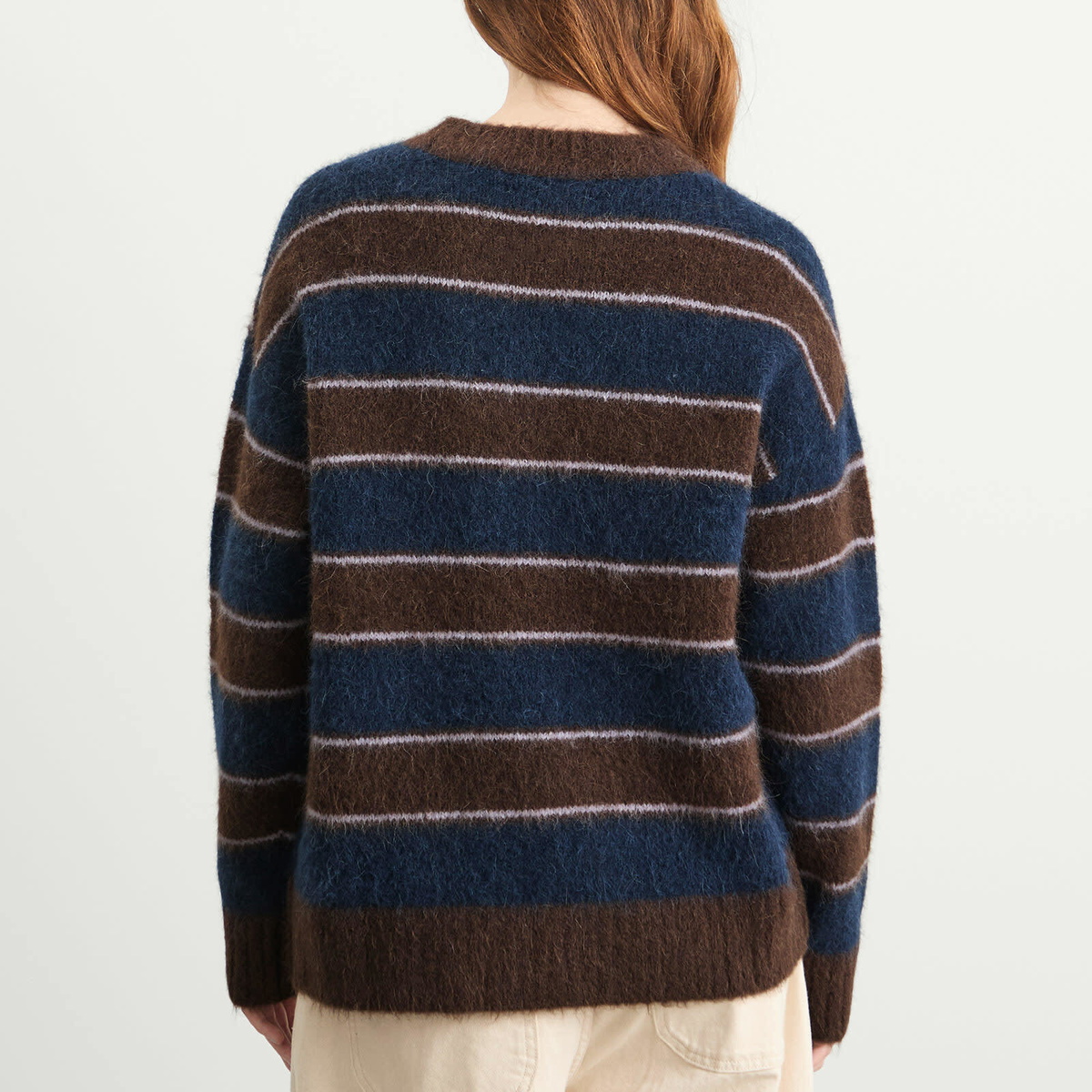 Samsøe Samsøe Women's Sajeanne Hairy Knit Sweater in Black Coffee Stripe