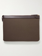 Mismo - Large Leather-Trimmed Cotton-Canvas Pouch