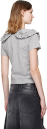 Comme des Garçons Girl Gray Ruffled Collar T-shirt
