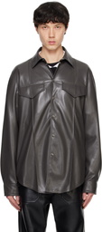 Nanushka Green Olavi Vegan Leather Shirt