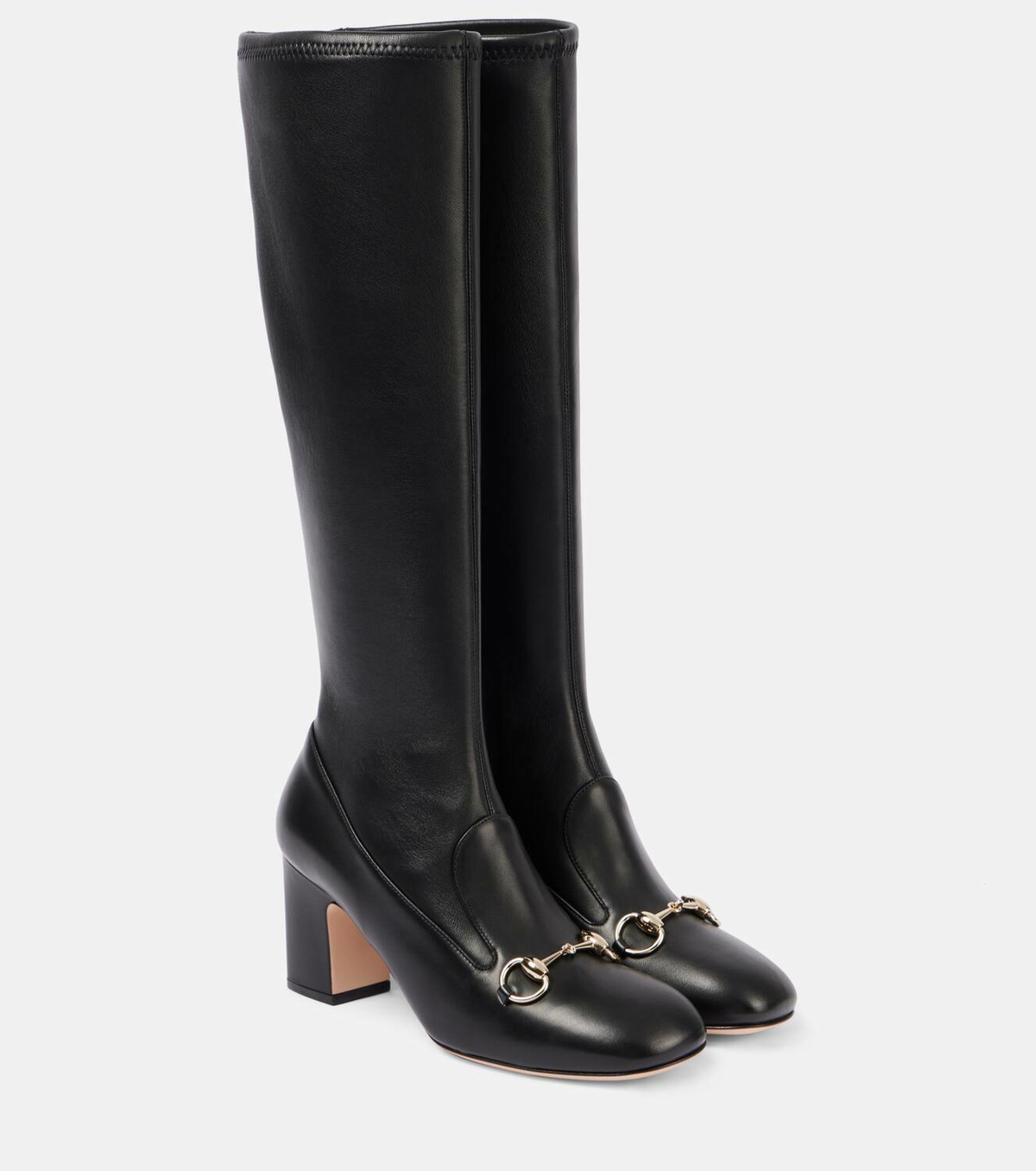 【関税込み】gucci 'mezzo horsebit' boots Women's boot with slim Horsebit in black shiny leather