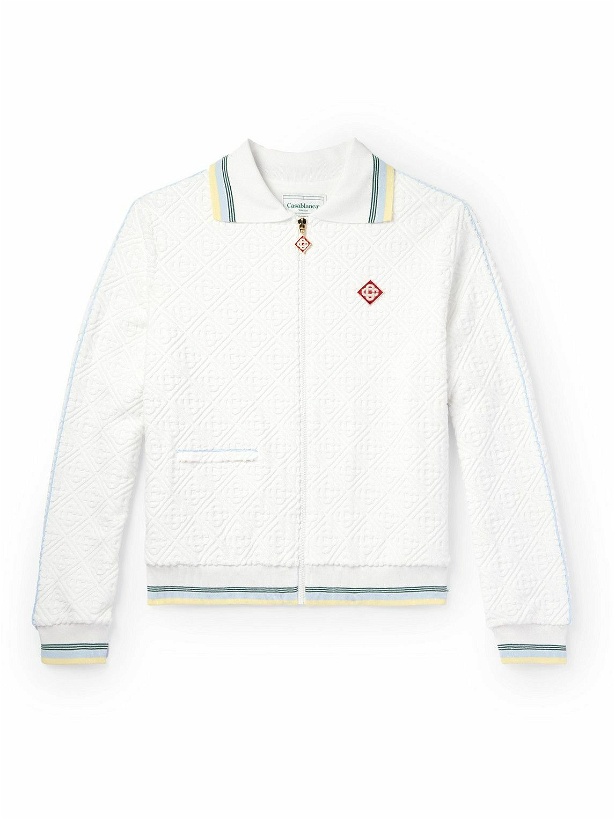 Photo: Casablanca - Logo-Jacquard Cotton-Blend Terry Track Jacket - White
