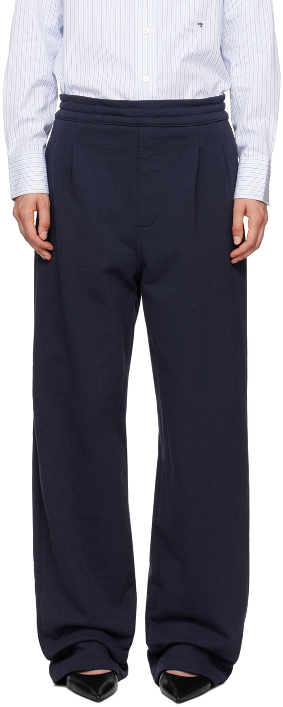 Carter Young SSENSE Exclusive Navy Pleated Sweatpants