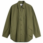 Poliquant Men's In-Outside Pockets Oversized CPO Shirt Jacket in Olive