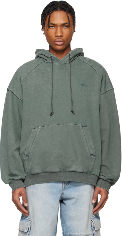 Photo: Juun.J Blue Language Lettering Embroidery Dyed Hoodie