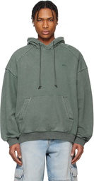 Juun.J Blue Language Lettering Embroidery Dyed Hoodie