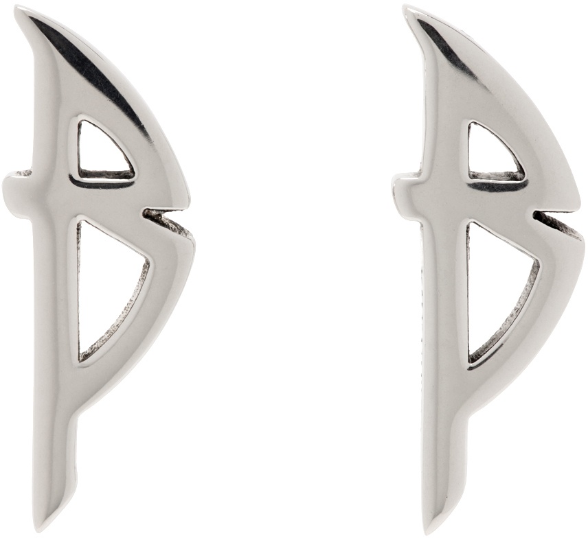 Photo: Balenciaga Silver Typo Metal Earrings