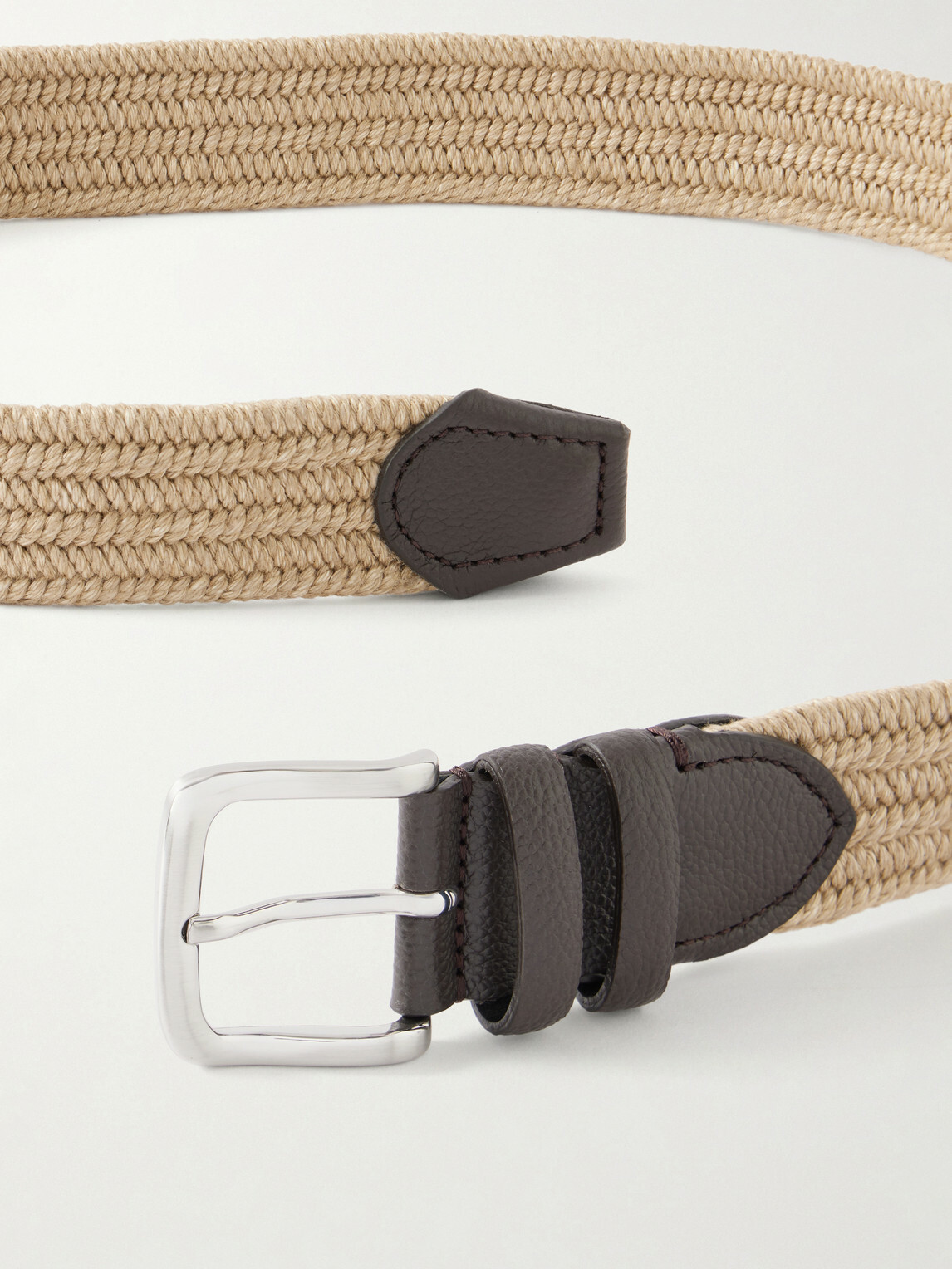 Mr P. - 3.5cm Leather-Trimmed Woven Belt - Neutrals