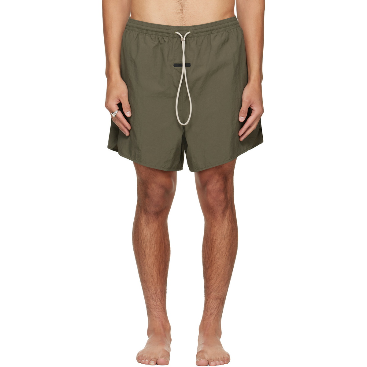 Fear of God ESSENTIALS Khaki Logo Patch Swim Shorts