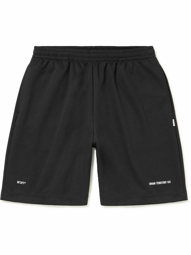 Photo: WTAPS - Straight-Leg Logo-Embroidered Jersey Shorts - Black