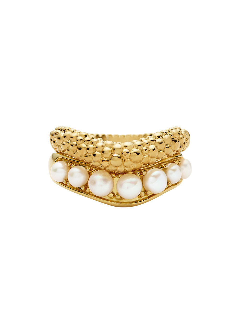 Missoma Pearl Baya 18kt Gold-plated Stacking Ring set