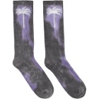 Palm Angels Purple and Grey Tie-Dye Palm Socks