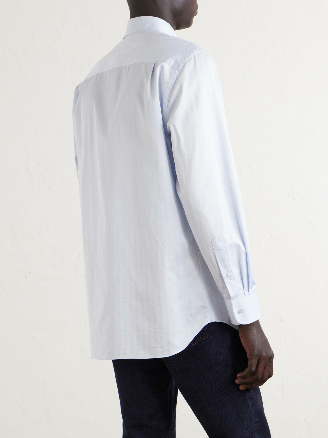 Dunhill - Cutaway-Collar Herringbone Cotton Shirt - Blue