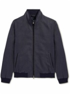 Thom Sweeney - Suede-Trimmed Linen-Twill Bomber Jacket - Blue