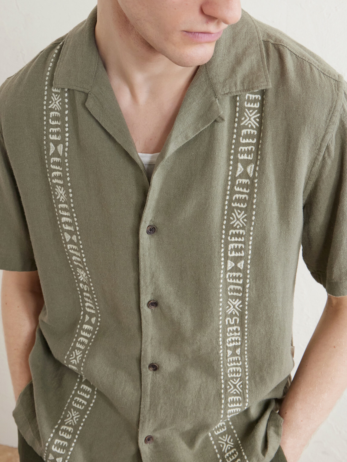 Aimé Leon Dore - Embroidered Linen-Blend Shirt - Green